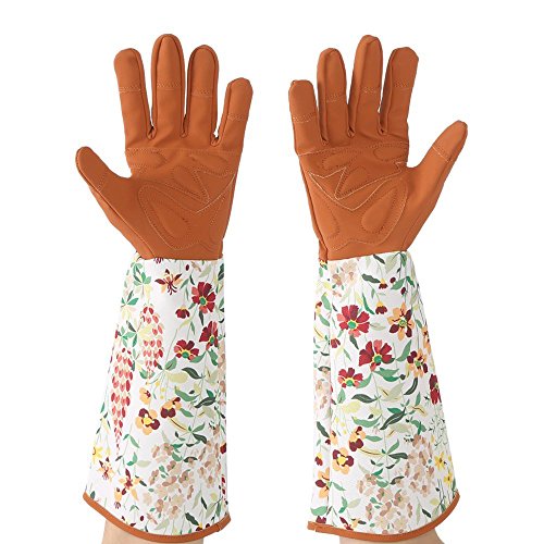 Ruibo Rose Pruning Gardening Gloves Thorn Proof/Puncture Resistant Long Garden Gloves Protect Hands and Arms for Women - color: Sun Flower