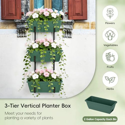OYEAL Window Boxes Planters Deck Railing Planter Boxes - color: Rustic Green