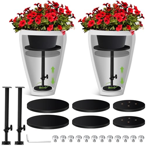 2 Pack Adjustable Height Planter Inserts for Large Pots, Iron Rise Plant Fillers Risers, Metal Planter Lift Insert for Square Round Taper Pots(6" 8" 10" Base or Top)(7.4-12'') - size: 7.4-12''