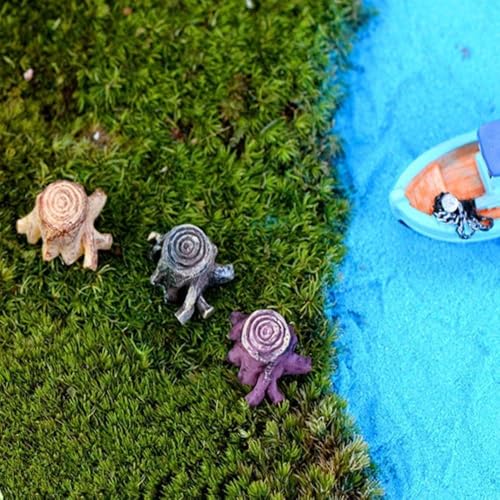3 Pcs Artificial Tree Stump Mini Garden Figurines, Gnomes Moss Terrariums Resin Crafts Figurines for Home Decoration Accessories Outdoor Statues, Tree Stump Decor