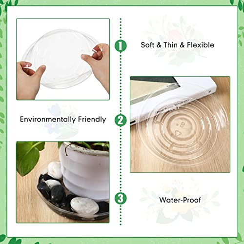Marsui 50 Pack 4/6/8/10/12 Inch Plant Saucer Clear Plastic Plant Trays