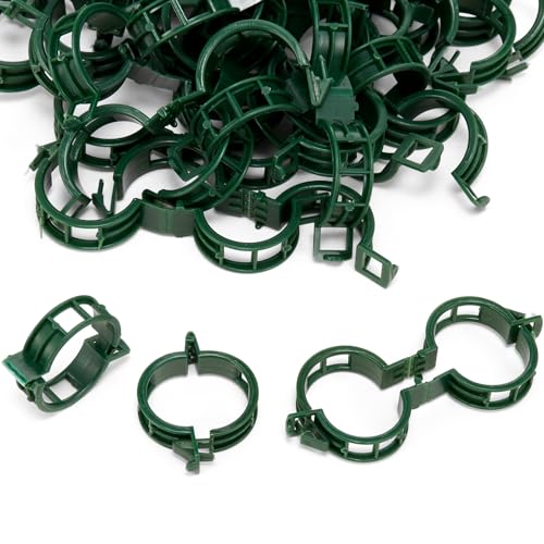 Plant Support Clips 100 PCS, Tomato Vine Clips, Trellis Plastic Clips, Garden Vine Fixing Clips for Climbing Plants, Tomato, Grape, Vegetables and Plants Stalks, Green