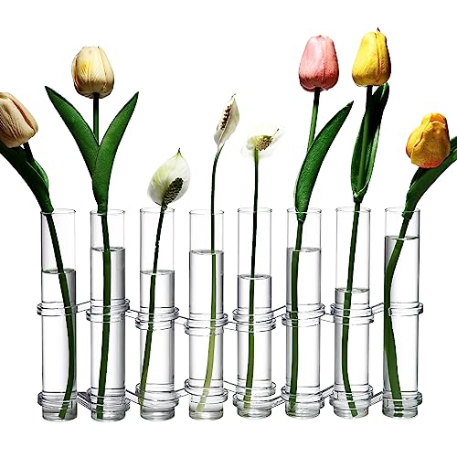 Hinged Flower Vase Small Tiny Glass Foldable Test Tube Vase Propagation Station for Plant.(8 Pcs)