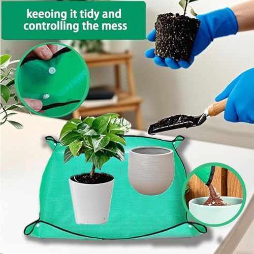 Repotting Mat for Indoor Plant Transplanting, Foldable Waterproof Potting Tray, Portable Gardening Mat for Succulents and Plant Care