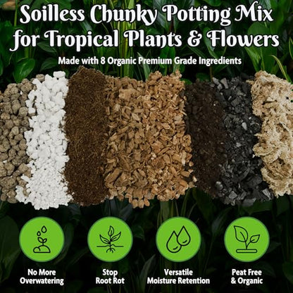 Forbidden Cereal Aroid Potting Mix 6.5QT – Chunky High-Draining Soil for Monsteras, Hoyas, Orchids & Tropical Indoor Houseplants – 8 Organic Ingredients, Peat-Free, Soilless Growing & Repotting Mix