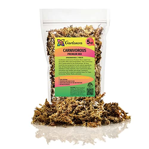 Gardenera Premium Carnivorous Plant Potting Mix - 5 Quart Sphagnum Moss and Perlite Blend for Potting Venus Fly Traps, Sarracenia, Pitcher Plants - size: 5 QUART