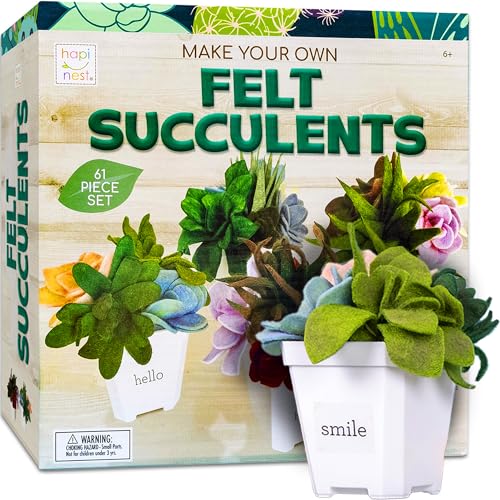 Hapinest DIY Potted Felt Succulents Craft Kit for Adults Women Teens and Seniors, Arts & Crafts for Ages 6 Years and Up