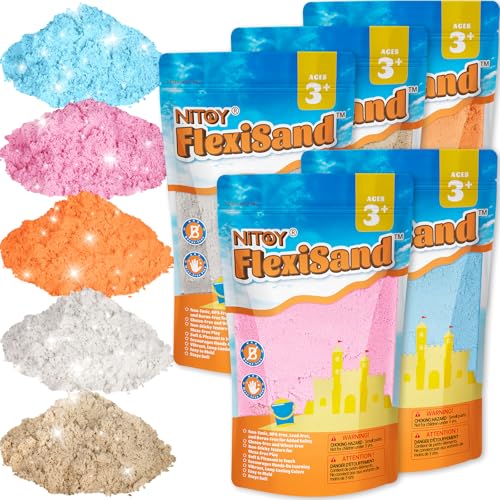 NiToy FlexiSand 11lb Toy Sand Self-Sticking Non-Toxic Moldable, Light Colors - color: 5 Light Colors