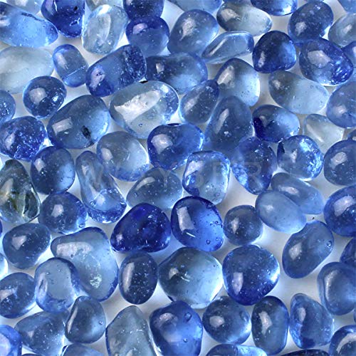 WAYBER 1 Lb Tumbled Sea Glass Pebbles Decorative Glass Stones, Light-Blue | Vivid Long-Lasting Hues, Lustrous Polished Finish, Non-Toxic Material, Ideal for DIY Crafts & Home Decorations - color: Light Blue
