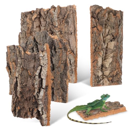 BESPORTBLE 4 Terrarium Cork Bark Pieces, 4 Piece, Tree Bark, Light Brown