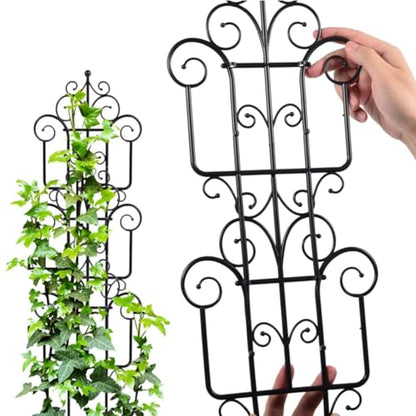 Plastic Garden Plant Trellis, 3 Pack, Black | Stackable Plastic Trellis Supports for Climbing Plants, Indoor Outdoor Use
