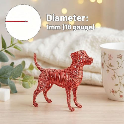 Tenn Well 165ft 18 Gauge Aluminum Craft Wire Red Bendable for Jewelry | Bendable metal wire for sculpting, floral making, wreath making, wire wrapping, Christmas - color: Red