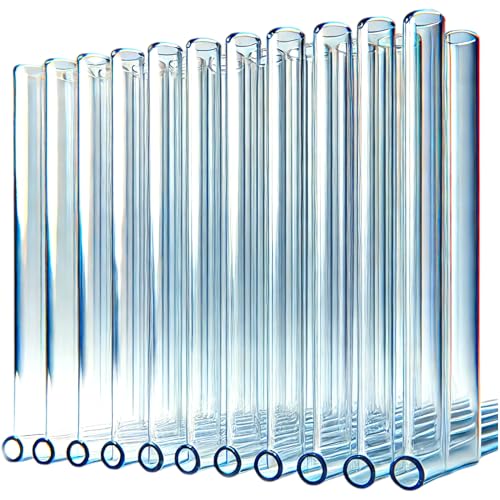 Pack of 10-4 Inch Premium Borosilicate Glass Tubes | 12mm OD, 2.2mm Thick Wall | Clear Heavy-Duty Glass Blowing Pipes | Fire-Polished Smooth Glazed Edges | DIY, Art, Lab, Craft Supplies (4 inches, 10) - style: 4 inches