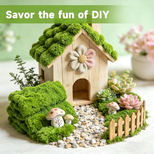 Fake Moss Mat 39" x 39" Artificial Moss Rug Indoor Light Green Faux Moss Sheet for DIY Crafts Planters Fairy Garden Table Centerpieces Wedding Party Patio Decor 100x100cm Cuttable & Washable