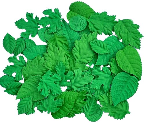 50 Pcs Handmade Mixed Mulberry Paper Rose,Maple,Sunflowers,Hydrangeas,Lotus Leaves Scrapbooking Wedding DIY Craft Supplies Card Artificial Leave (Mixed Leaves Green Color) - color: Mixed Leaves Green Color