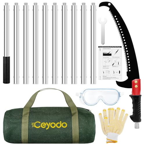 Pole Saws for Tree Trimming, Manual Pole Saws, Tree Pruner Extendable for garden (14FT Stainless Steel Thicked Handle Without Scissor) - color: 14ft Stainless Steel Thicked Handle Without Scissor