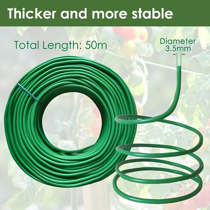 Soft Plant Tie Garden Plant Twist Tie TPR Plant Supply, for Supporting and Fixing Garden Planting Branches Vines, Stems, for Garden, Office, Home Organizing (164ft /3.5mm Diameter, Green) - size: 164ft