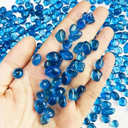 Blue Glass Stones, 0.85LB/385g Aquarium Gravel Rocks, Blue Pebbles for Fish Tank, Sea Glass for Vase Filler Craft - color: Light Blue