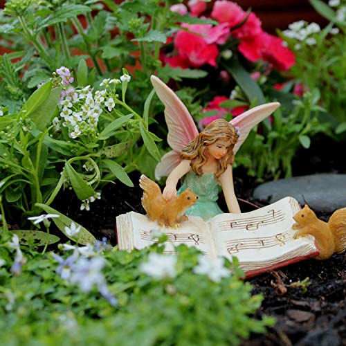 PRETMANNS Fairy Garden Accessories Fairies Figurines, 1 Item | Outdoor Indoor, Bonnie Miniature Fairy Garden Figurine with Squirrels, For Fairy Villages and Gardens