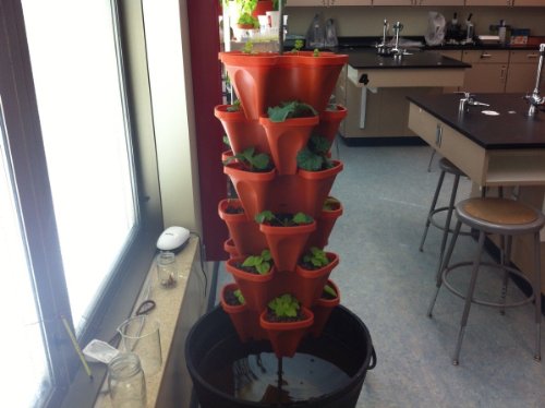 Vertical Gardening Planters - Use Mr Stacky Pots With ANY Grow Medium (Soil, Hydroton, Vermiculte, Perlite, Coco Fiber) - Great for Hydroponics and Aquaponics Too - Build Your Own Stacking Container - color: Terracotta