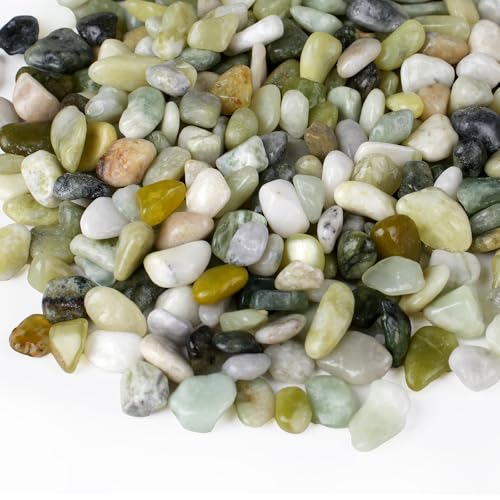 5 lbs Jade Pebbles for Indoor Plants, 3/8" Plant Rocks for Pots Indoor, Decorative Small Stones for Plants, Bamboo,Vase, Succulent, Highly Polished Small River Rocks - color: Jade 3/8 Inch