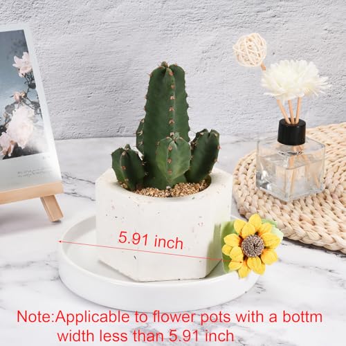 MECCANIXITY Plant Pot Saucer 16.5cm Ceramic Round Flower Drip Tray for Indoor Outdoor, White - size: 16.5cm