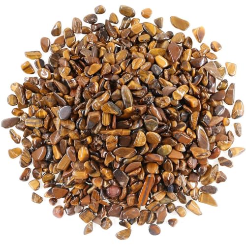 WAYBER Natural Crushed Golden Tiger's Eye Quartz Decorative Pebbles, 2 Lbs - color: Brown, size: 2 Pounds