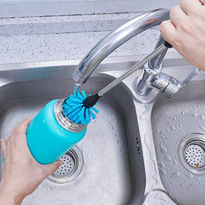 MOSOLAN Stainless Steel Water Bottle Cleaning Scrubbing Brush, 15 in | 2 Pack, Long Handle, Non-Slip, Cleaning Sport Bottles, Baby Bottles, Cups, Coffee Mugs, Glasswares, Wine Decanters, Flask - size: 15 Inch (Pack of 2)