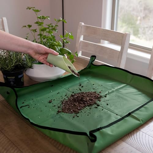 Plant Repotting Mat,Waterproof Potting Mat for Indoor Gardening, Foldable, Easy Clean, Soil Catcher for Seed Starting, Transplanting, or Trimming,29.13" x 29.13"