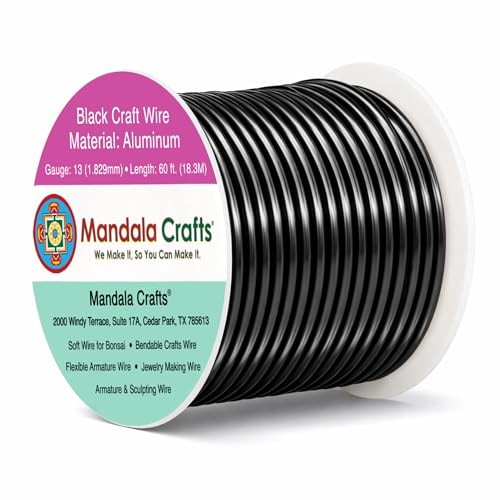 Mandala Crafts 13 Gauge Black Anodized Aluminum Craft Wire, 60 FT - color: Black, size: 13 Gauge