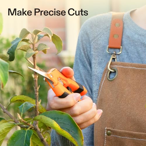 VIVOSUN 6.5 Inch Gardening Scissors Hand Pruner Pruning Shear with Straight Stainless Steel Blades Orange 1-Pack | Straight Precision Stainless Steel Blades, Comfort Ergonomic Grips, Ideal Snip for Deadheading, Trimming & Shaping Plants - style: Orange St