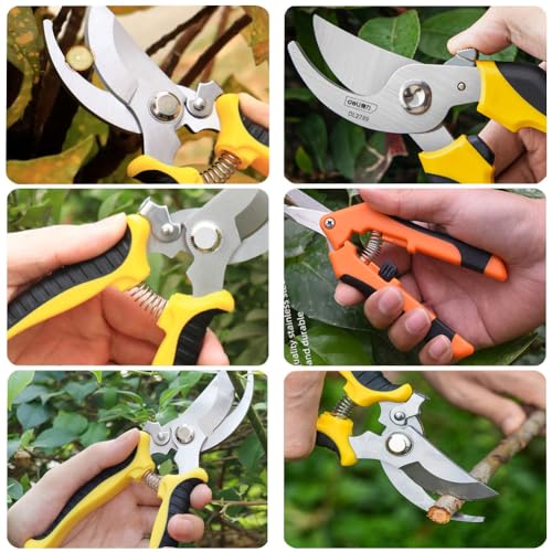 Pruning Shears, 3 Pack Garden Shears, Clippers Handheld, Stainless Steel Garden Snips, Pruners for Gardening, Gardening Scissors Hand Pruner Pruning Shear with Stainless Steel Blades