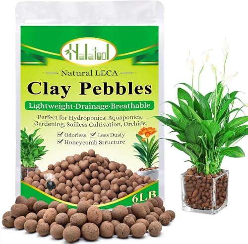 Halatool 6LB Clay Pebbles, 4-16mm Hydro Balls for Drainage & Aeration - size: 6LB