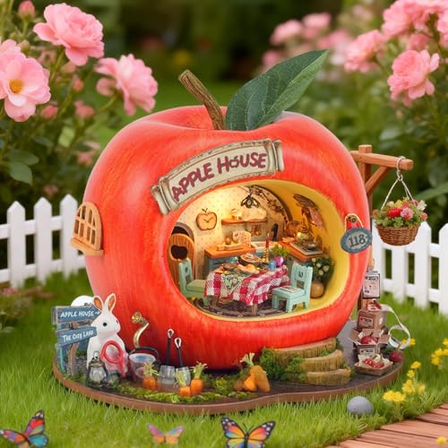 Roroom DIY Miniature House Kit, Apple Fairy-Tale Cottage Dollhouse Kit - color: Rabbit Apple House