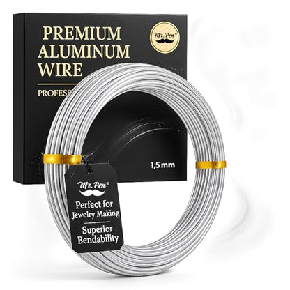Mr. Pen- 15 Gauge Aluminum Craft Wire, 1.5 mm, 32.5 Feet, Bendable Metal Wire for Sculpting, Jewelry, Floral and Wreath Making, Crafting, Christmas Ornaments, Beading, Bonsai Training - size: 32.5 Feet x 0.059 Inches