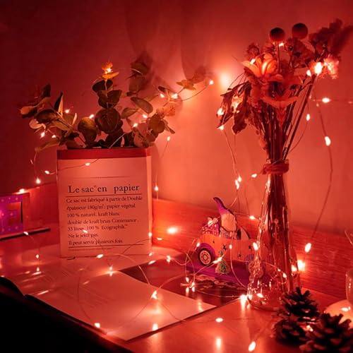 12 Pack Red Fairy Lights 7Ft 20 LED Twinkle String Lights 3 Modes Battery Operated Waterproof Firefly Starry for Mason Jar Party Table Centerpieces Halloween Christmas Valentines Day - color: Red, size: 12