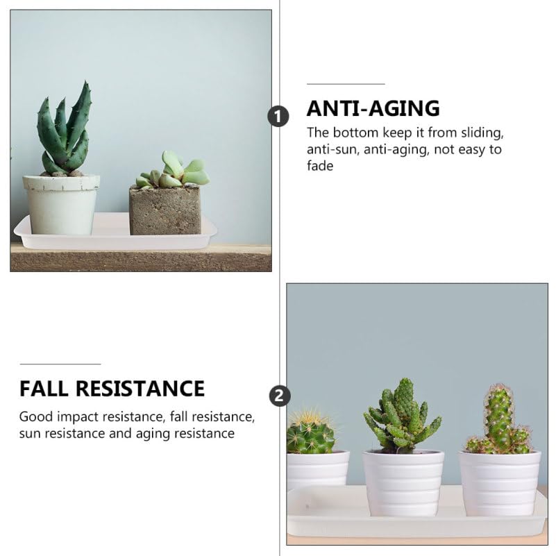 Healeved 3pcs Plastic Flowerpot Trays Rectangular Plant Saucer Elegant Square Plant Water Plate Bonsai Water Trays - size: 31.00X10.50X2.80CM