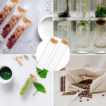 20 Pcs 60ml Plastic Test Tubes with Cork Stoppers, 120x30MM - size: 60 ML