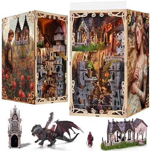 MiniCity Sleeping Beauty Book Nook Kit, DIY Wooden Miniature Scene with LED - color: Sleeping Beauty