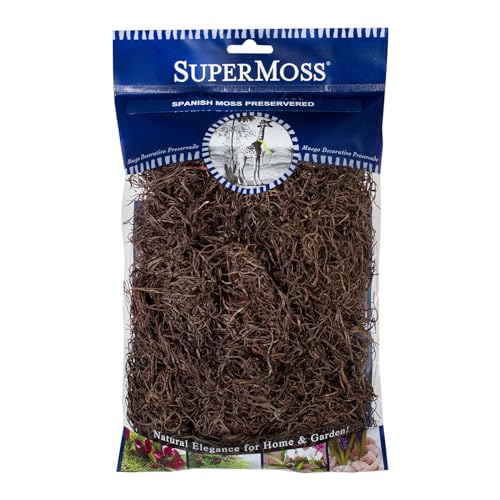 SuperMoss (26956) Preserved Spanish Moss – Decorative Moss for Crafts, Potted Plants, Fairy Gardens, Vase Filler, Floral Arrangements & Indoor/Outdoor Garden Projects, 120 cu in, Coffee