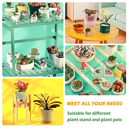 20 Pack Plant Saucers for Indoors 4 Inches Plant Trays for Pots Plastic Trays for Plants Square Plant Drip Trays for Potted Plants Flower Pot Saucers Clear Plant Plates to Catch Water, Bulk