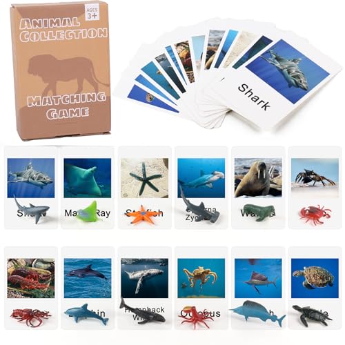 MEROCO Ocean Animals Montessori Matching Game Toys Kids Preschool | Sea Life Flash Cards Matching Game Toddlers Classroom Learning Plastic Figurines 3-5 - style: Marine Animal