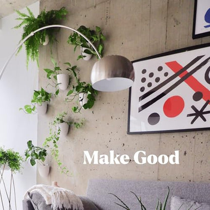 Make Good PlantPod Luxe - Self-Watering Wall Planters (Set of 6) - Easy to Water and Install - Lightweight - Design Your Own Vertical Garden - Wall Planters for Indoor Plants - color: White