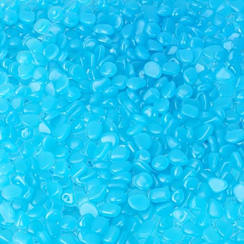 Oubest 500PCS Glow in The Dark Rocks for Fairy Garden Mini Blue Luminous Stones for Micro Landscape DIY, Glowing Pebbles for Fairy House Moss Garden Craft Decoration - color: Blue