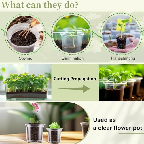 SupKing Clear Nursery Pots 5/4/3.5 Inch Plastic Seed Starter Plant Flower Pot with Drainage Holes for Transplanting Succulents Cuttings Seedlings 15 Labels (12Pcs) - size: 3.5/4/5 Inch