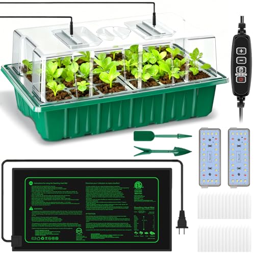 2026 Seed Starter Trays with Grow Lights and Heat Mat, 36 Extra Large Cells Plant Starting Kit,4 Timing Set,Humidity Domes Heightened Lids for Greenhouse Germination Seeds Growing Starting-1 pack - color: Big Size-1 Pack