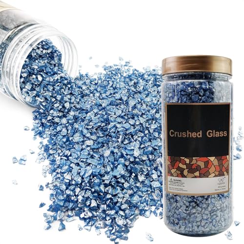1.3 LB Pacific Blue Crushed Glass Sand for Resin Art,Crafts,3-8mm - color: Pacific Blue