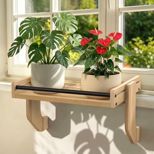 Window Sill Plant Shelf Extender, No Drill Adjustable Plant Stand indoor