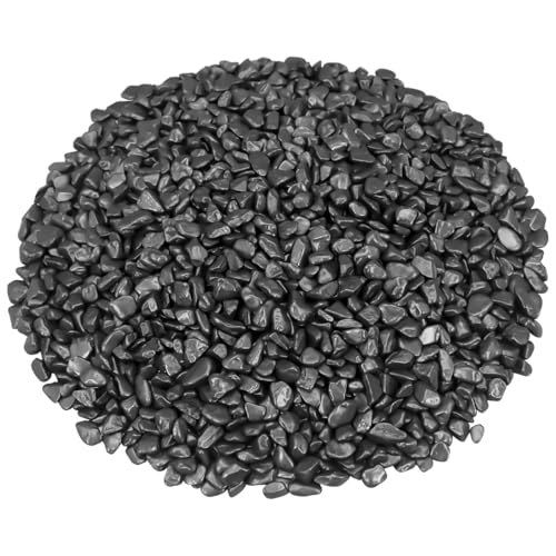 Decorative River Rocks & Landscaping Pebbles for Potted Plants - color: Black, size: 10 Pounds