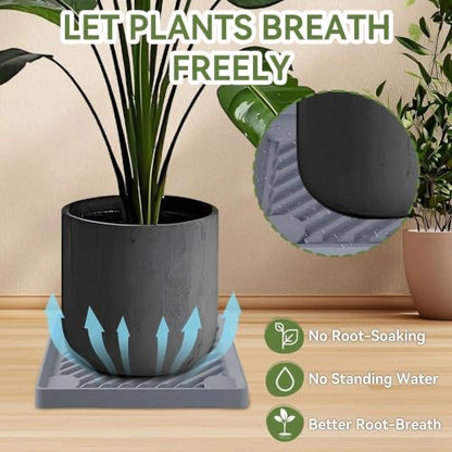 14.5" SquarePlant Caddy Beige with Hidden Wheels & Garden Tools Set | 1-Pack 300 LBS Heavy Duty Plant Caddy with 360° Silent Wheels for Large Planters & Heavy Items Indoors/Outdoors - size: 14.56 Inch - Grey (1 Pcs)